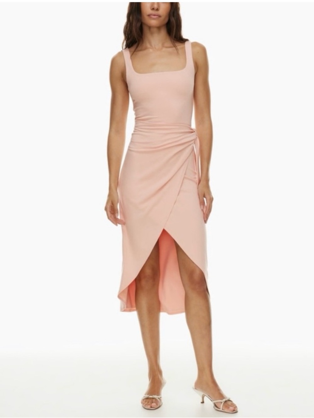 Wilfred Blush Pink High-Low Wrap Midi Dress